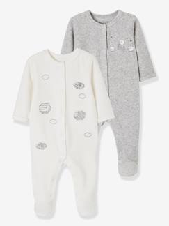 Soldes vertbaudet-Bébé-Lot de 2 pyjamas bébé en velours ouverture devant