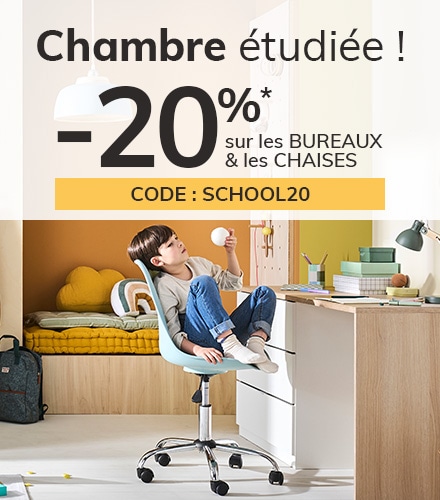 -20% sur les BUREAUX et les CHAISES* Code: SCHOOL20