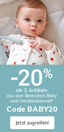 -20% ab 3 Artikeln aus den Bereichen Baby und Umstandsmode – code BABY20